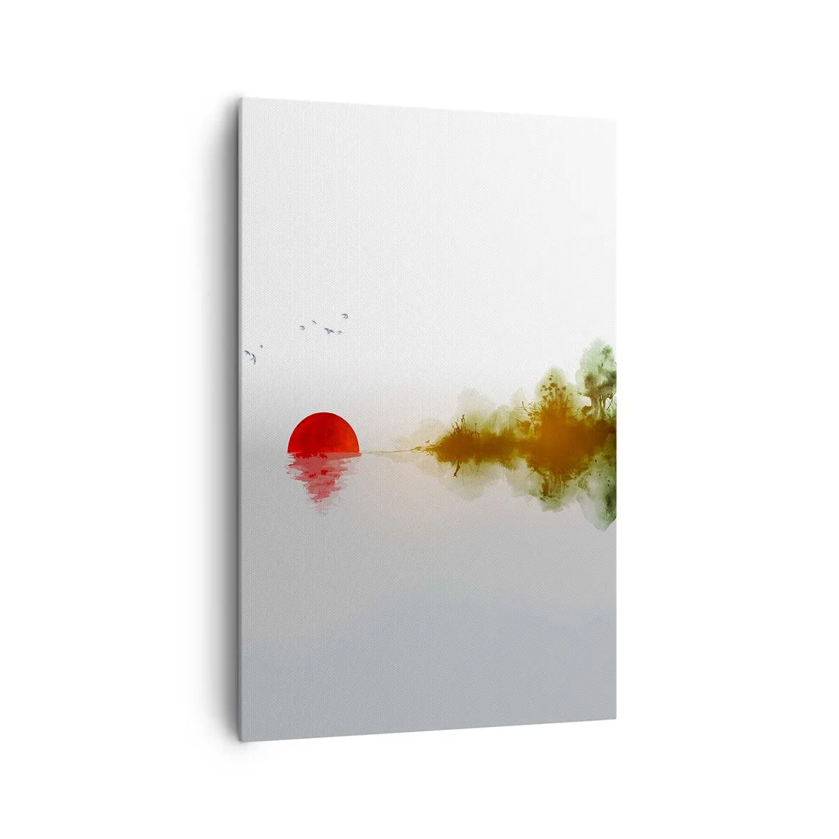 Impression sur toile - Image sur toile - Coucher de soleil abstrait sur un lac avec reflet - 80x120cm - Une promesse de paix - Décoration murale moderne pour le salon et la chambre ARTTOR