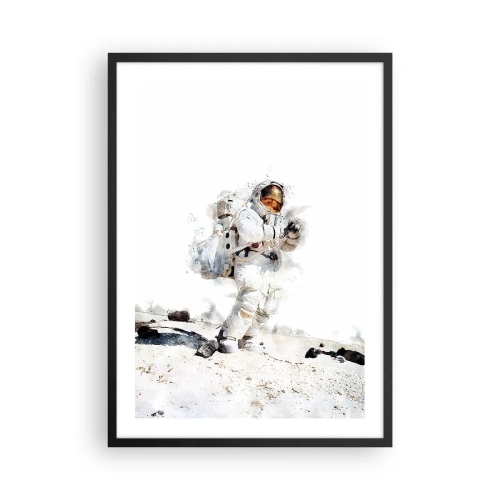 Affiche dans un cadre noir - Poster - Un astronaute en combinaison spatiale à la surface de la lune - 50x70cm - Envoyé de la Terre - Décoration murale moderne pour le salon et la chambre ARTTOR