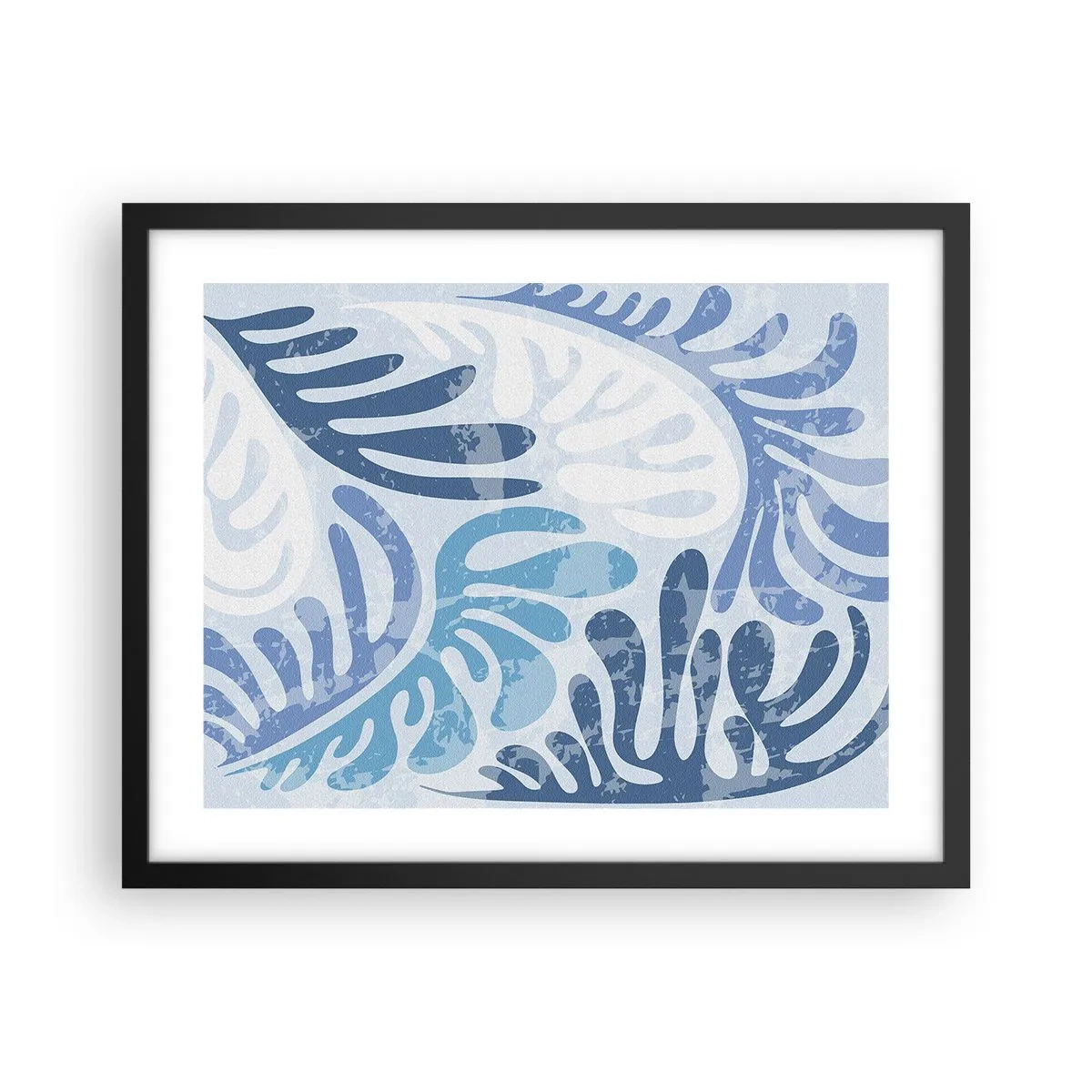 Affiche dans un cadre noir - Poster - Fougères bleues - 50x40 cm