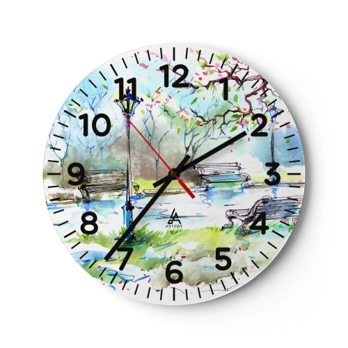 Horloge murale - Pendule murale - Le charme du silence d'un parc - 30x30 cm