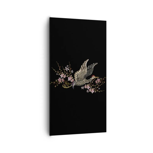 Impression sur toile - Image sur toile - Oiseau brodé exotique - 65x120 cm