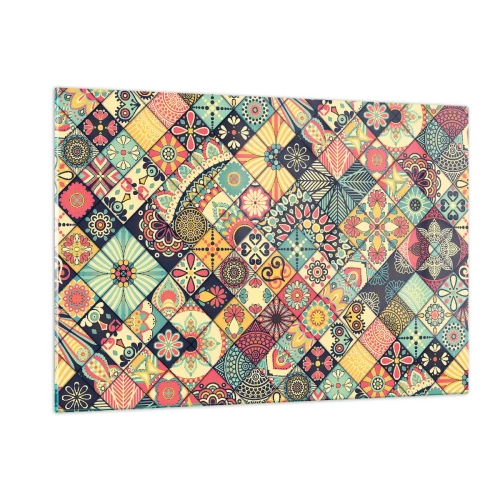 Impression sur verre - Image sur verre - Un motif coloré inspiré des carreaux marocains aux motifs géométriques - 120x80cm - Ambiance marocaine - Décoration murale moderne pour le salon et la chambre ARTTOR