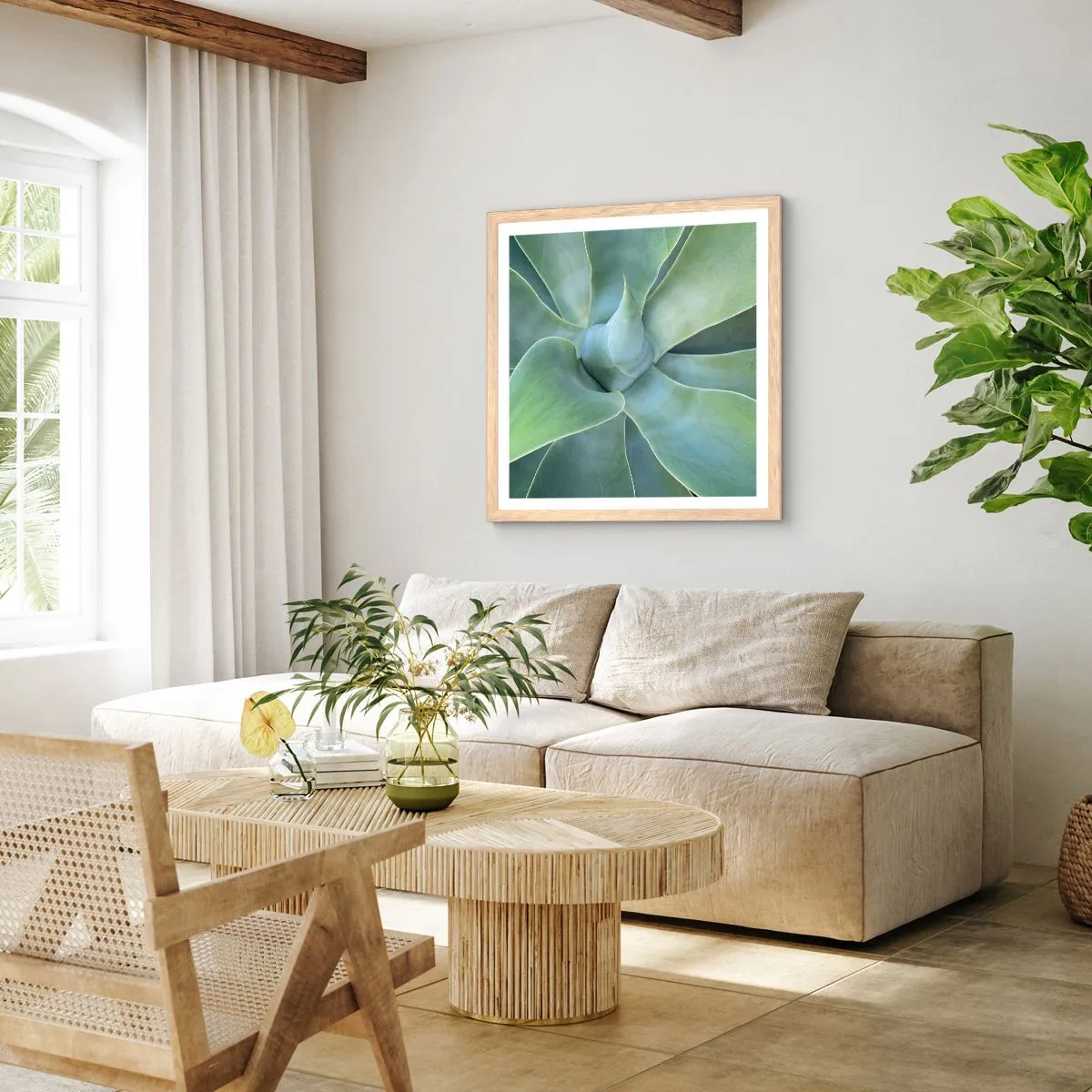 Affiche dans un chêne clair - Poster - La naissance de la verdure - 60x60 cm