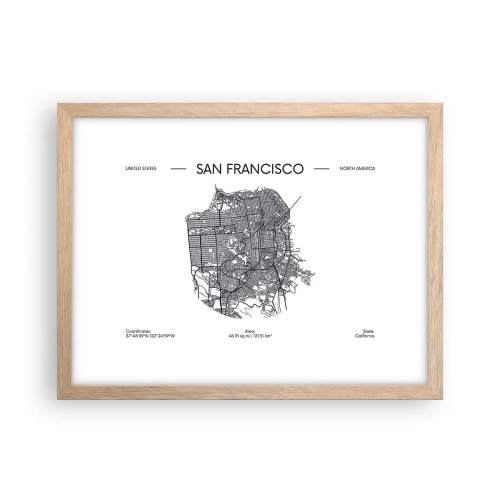 Affiche dans un chêne clair - Poster - Anatomie de San Fransisco - 40x30 cm