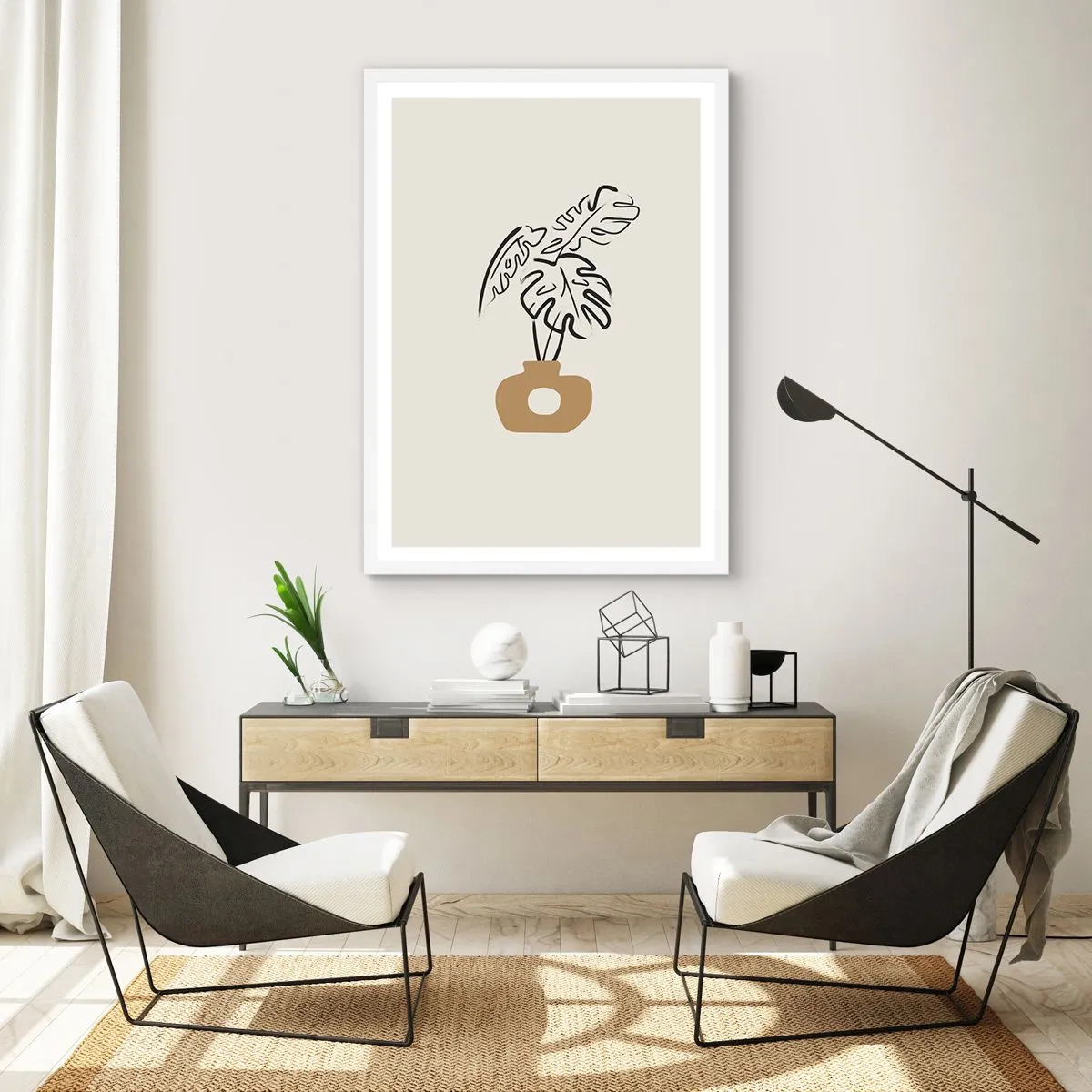 Affiche dans un cadre blanc - Poster - Monstera – décoration de la maison - 61x91 cm