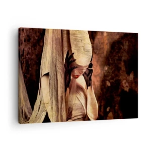 Impression sur toile - Image sur toile - Une femme voilée au style mystérieux sur un fond sombre - 70x50cm - Entre le bon et le mauvais - Décoration murale moderne pour le salon et la chambre ARTTOR