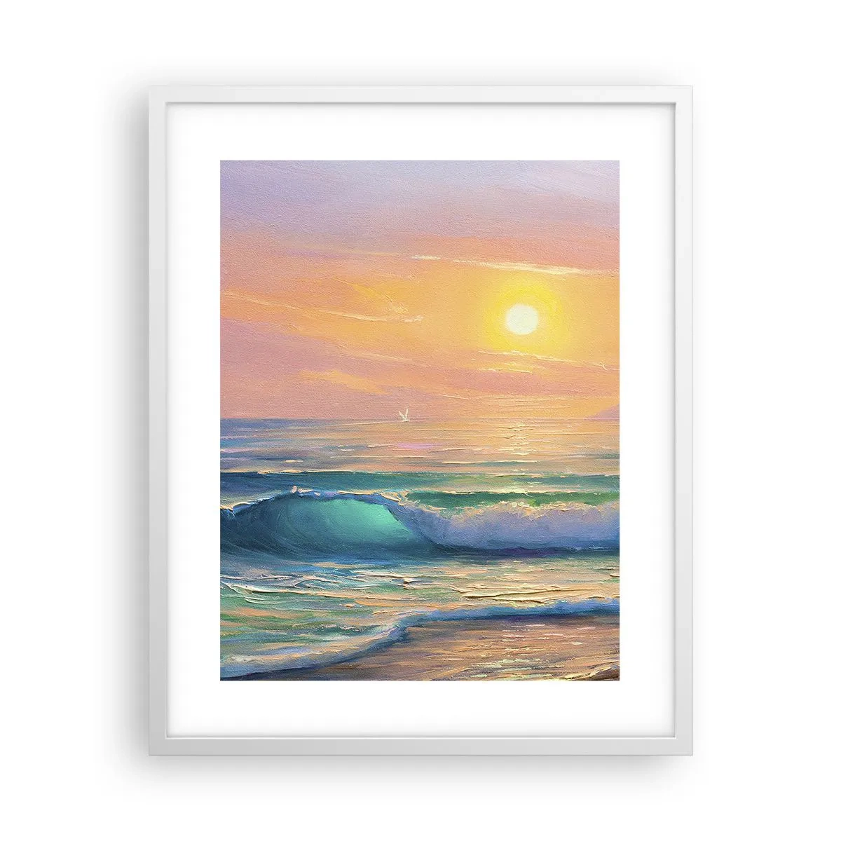 Affiche dans un cadre blanc - Poster - Le chant turquoise des vagues - 40x50 cm