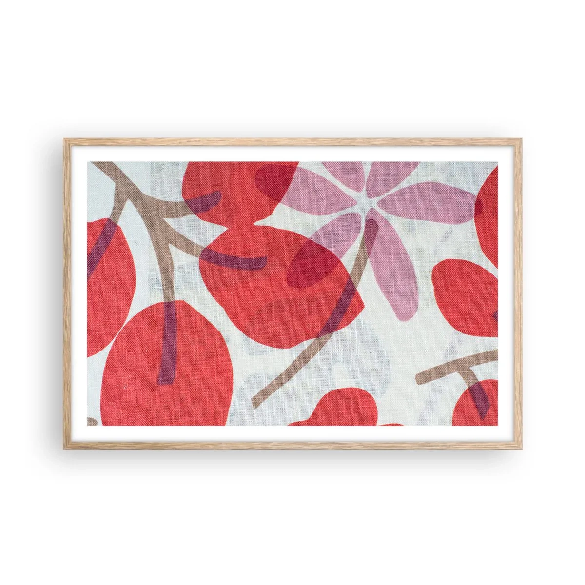 Affiche dans un chêne clair - Poster - Composition florale dans les roses - 91x61 cm