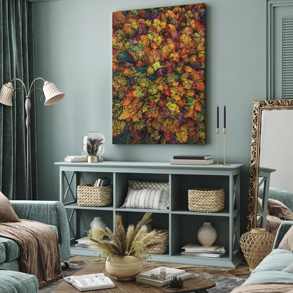 Impression sur toile - Image sur toile - Bouquet d'arbres automnal - 45x80 cm