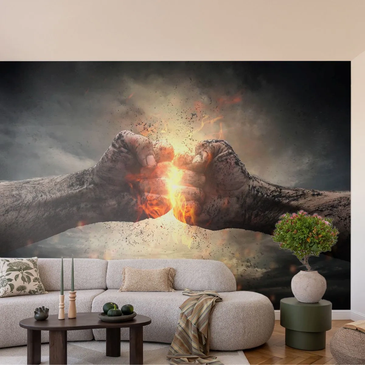 Papier Peint Photo Standard Eco - Lève-toi pour le combat - Abstraction, Main serrée, Forcer - 250x175 cm
