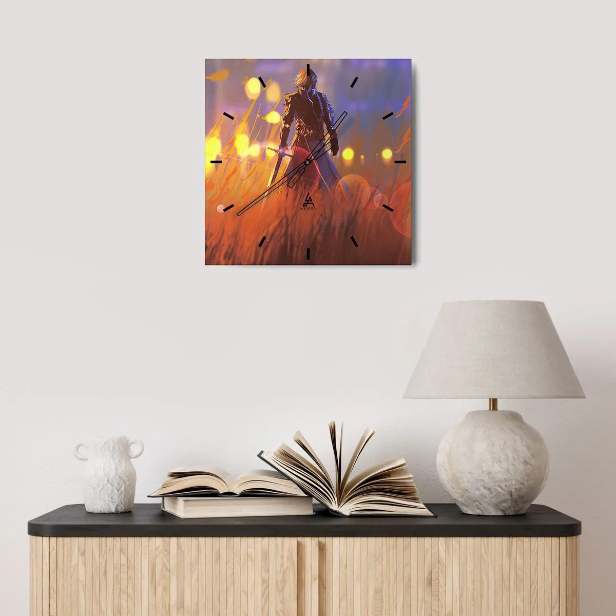 Horloge murale - Pendule murale - Chevalier errant - 40x40 cm