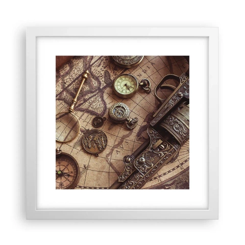 Affiche dans un cadre blanc - Poster - L'aventure appelle - 30x30 cm