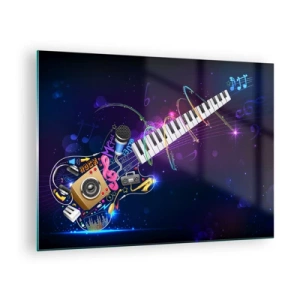 Impression sur verre - Image sur verre - Composition musicale colorée avec instruments et notes - 70x50cm - Et tout va bien - Décoration murale moderne pour le salon et la chambre ARTTOR