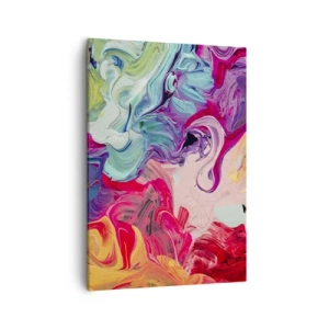 Impression sur toile - Image sur toile - Une composition abstraite aux couleurs vibrantes et tourbillonnantes et à la structure dynamique. - 50x70cm - La naissance des couleurs - Décoration murale moderne pour le salon et la chambre ARTTOR