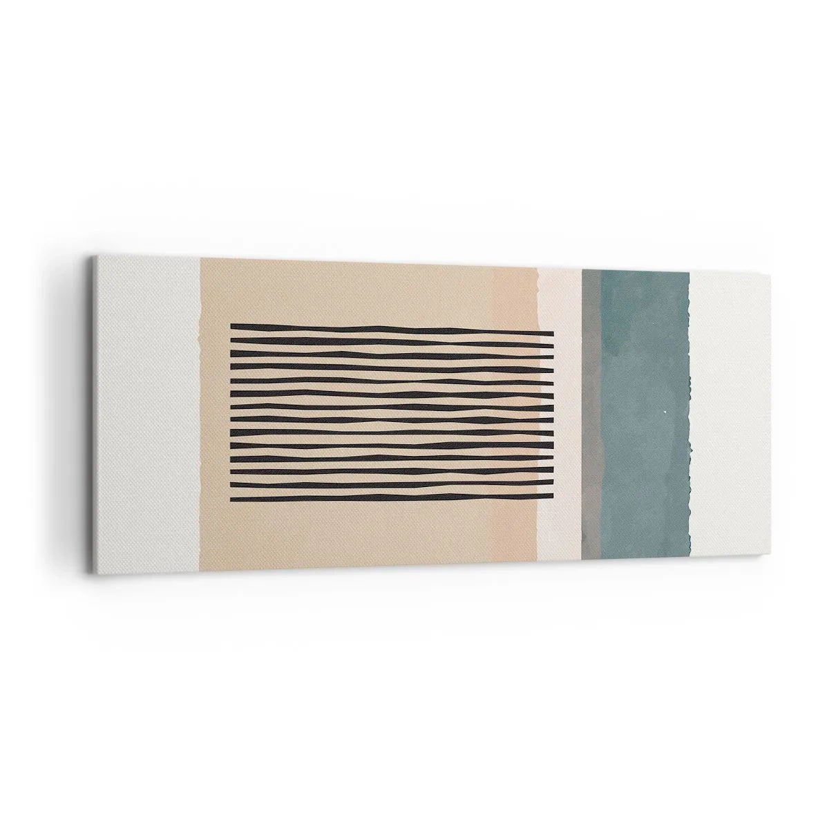Impression sur toile - Image sur toile - Formes géométriques minimalistes dans des tons beiges et verts - 120x50cm - Tout est en ordre - Décoration murale moderne pour le salon et la chambre ARTTOR