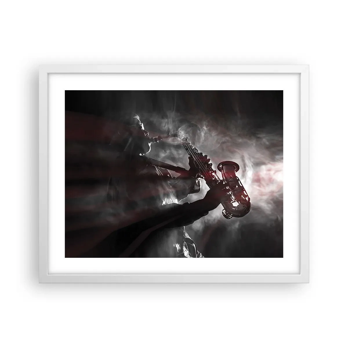 Affiche dans un cadre blanc - Poster - Dans les brumes du jazz - 50x40 cm