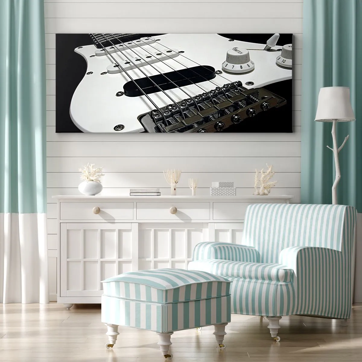 Impression sur toile - Image sur toile - Son caché en blanc - 90x30 cm