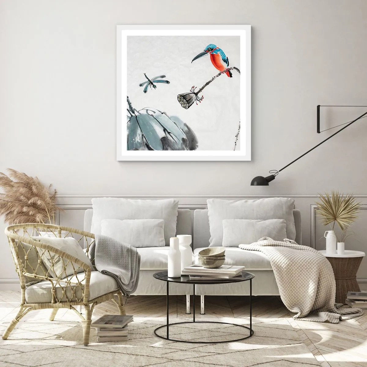 Affiche dans un cadre blanc - Poster - La vie du champ - 60x60 cm