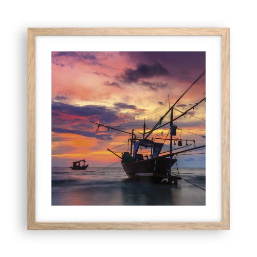 Affiche dans un chêne clair - Poster - Soirée exotique - 40x40 cm