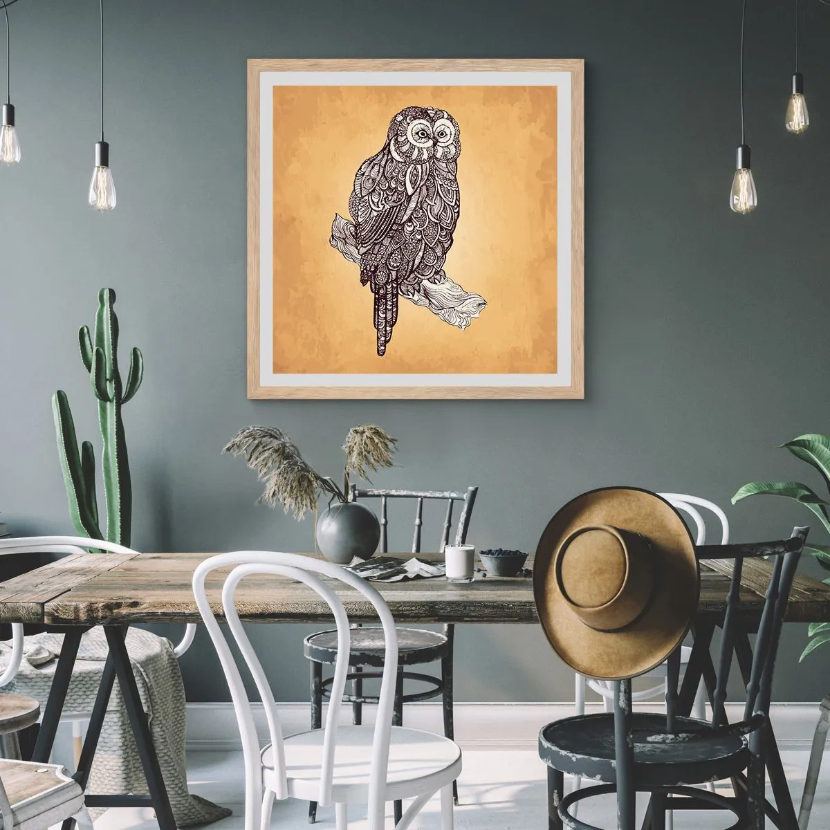 Affiche dans un chêne clair - Poster - Ornements complexes de sagesse - 40x40 cm