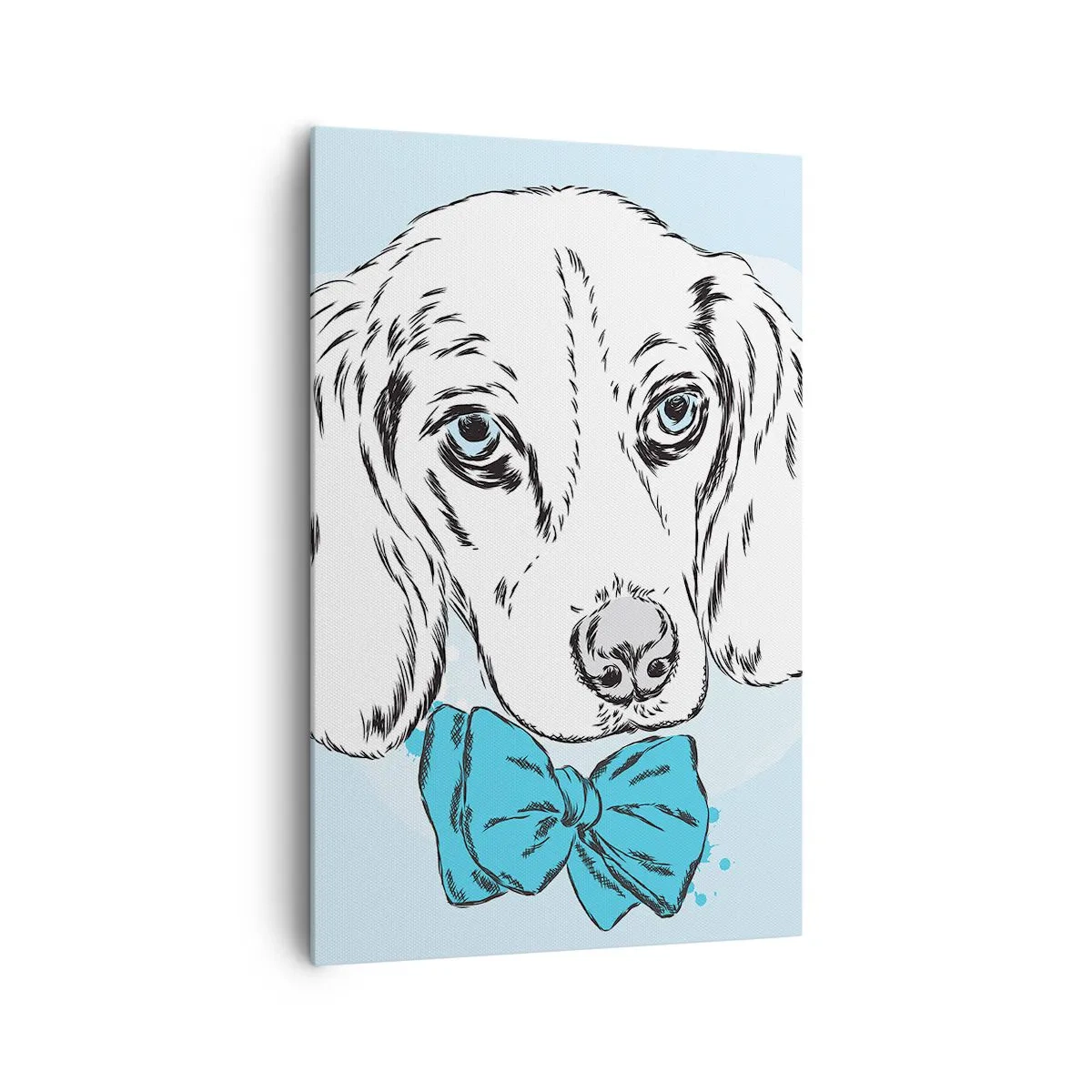 Impression sur toile - Image sur toile - Adorable graphique d'un chien avec un nœud papillon sur un fond pastel - 80x120cm - L'élégance du chien - Décoration murale moderne pour le salon et la chambre ARTTOR