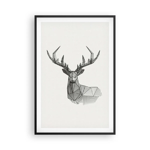 Affiche dans un cadre noir - Poster - Cerf dans un style cubique - 61x91 cm