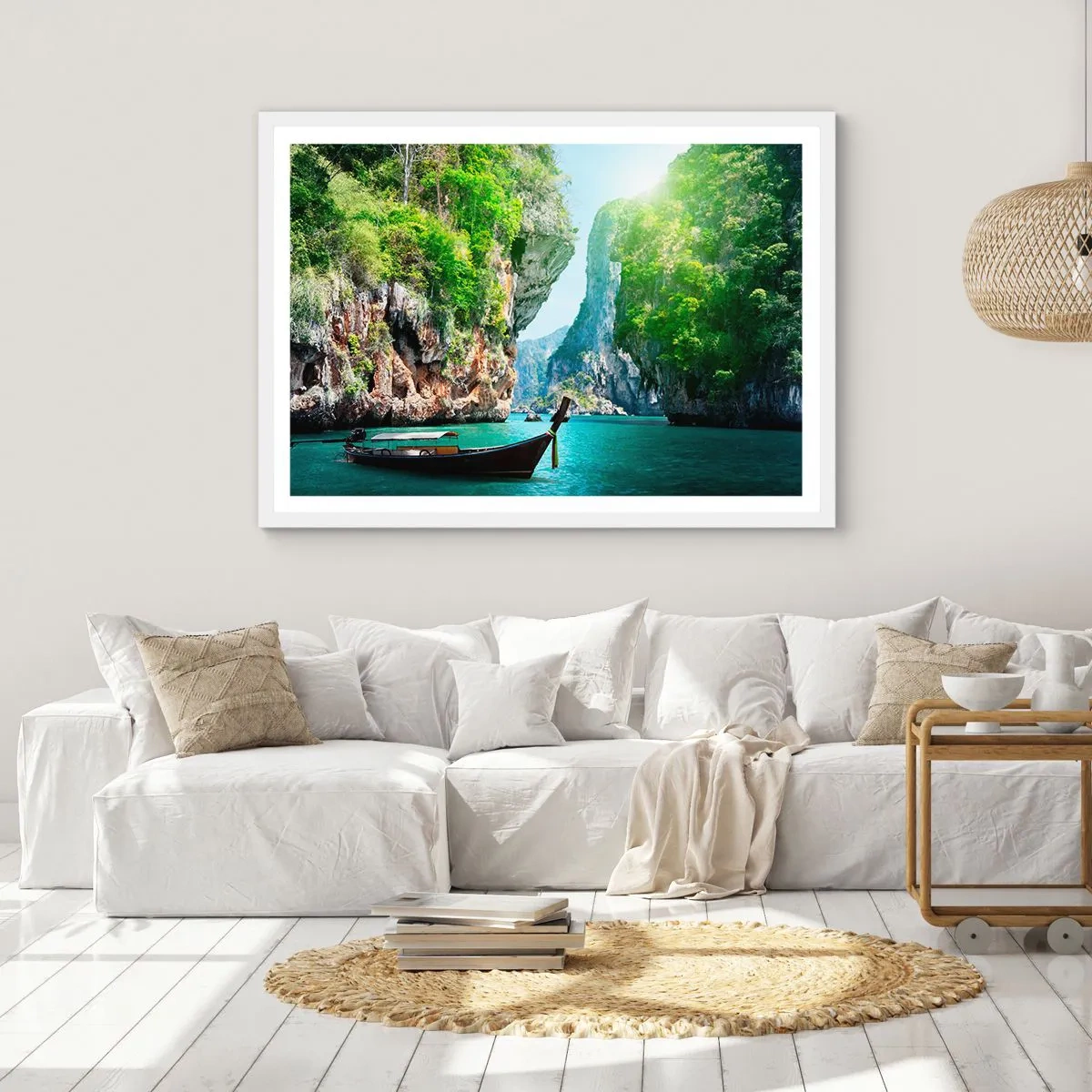 Affiche dans un cadre blanc - Poster - Une invitation à un voyage exotique - 100x70 cm