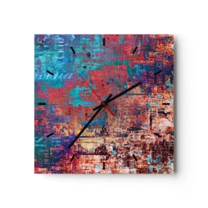Horloge murale - Pendule murale - Une composition abstraite avec un mélange de couleurs intenses. - 30x30cm - Mémoire et oubli - Décoration murale moderne pour le salon et la chambre ARTTOR