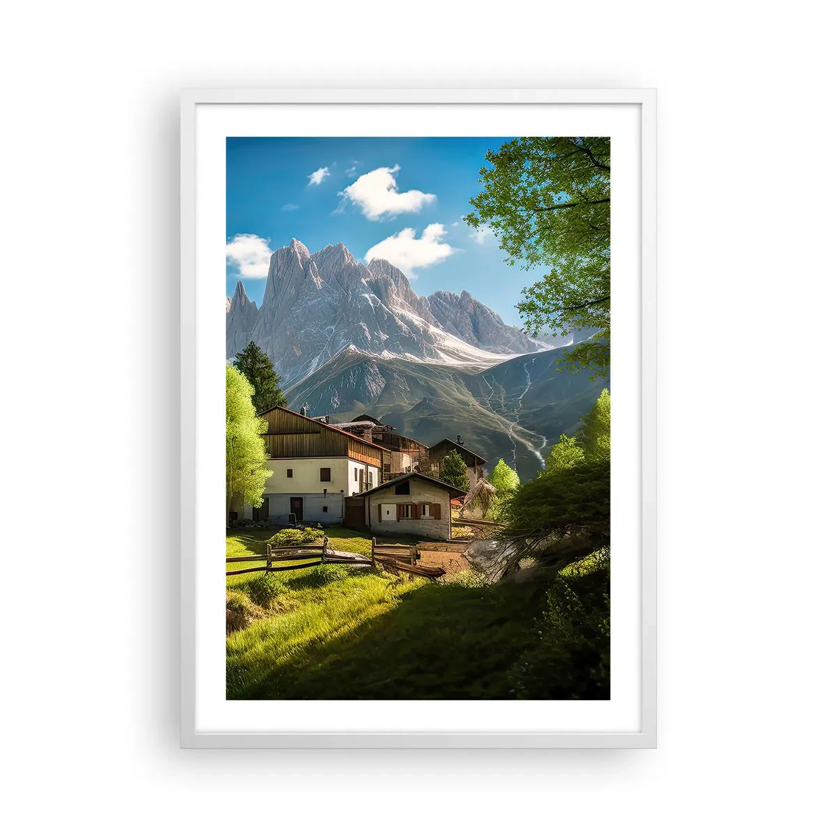 Affiche dans un cadre blanc - Poster - Idylle alpine - 50x70 cm