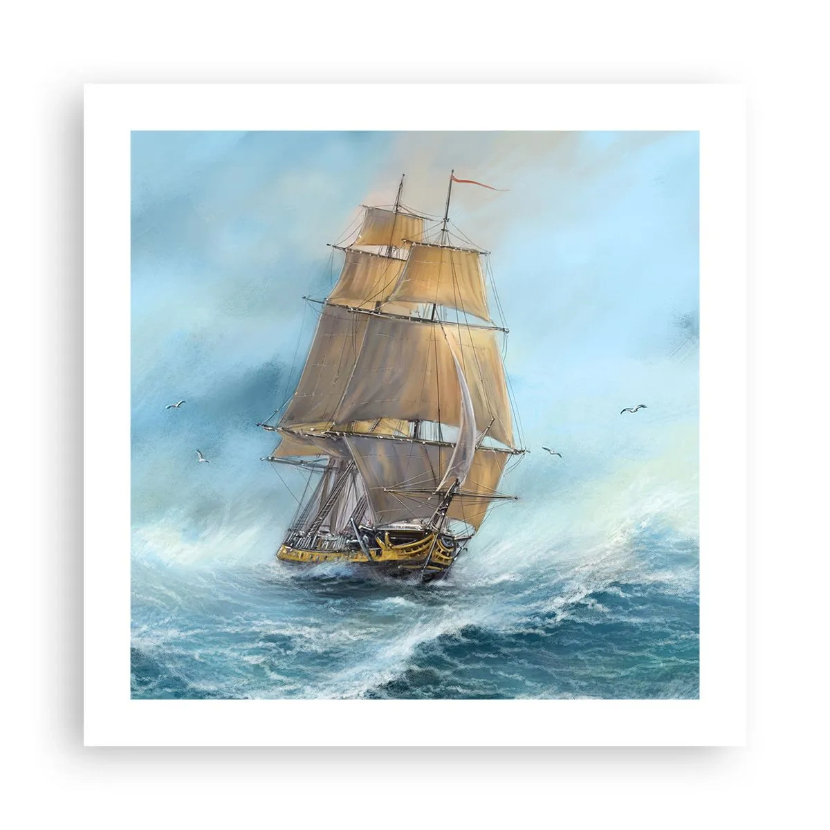 Affiche - Poster - Se précipitant sur les vagues - 50x50 cm