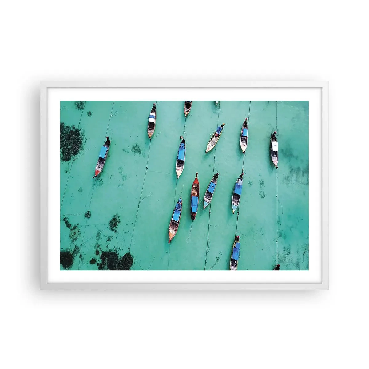 Affiche dans un cadre blanc - Poster - Dans une attente jouyeuse - 70x50 cm