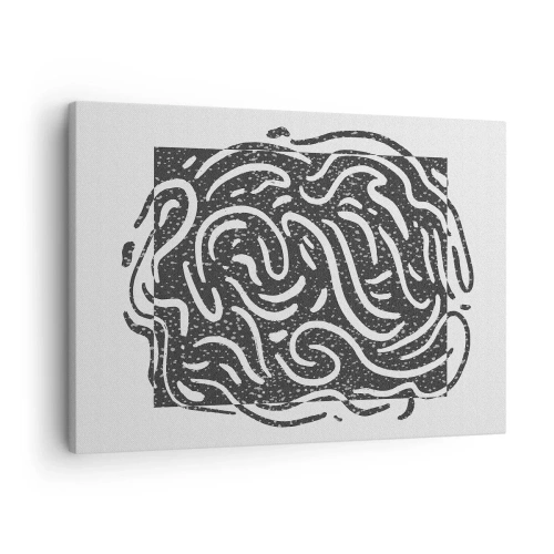 Impression sur toile - Image sur toile - Abstraction en noir et blanc dans un style géométrique - 70x50cm - Abstraction : la danse de la joie - Décoration murale moderne pour le salon et la chambre ARTTOR