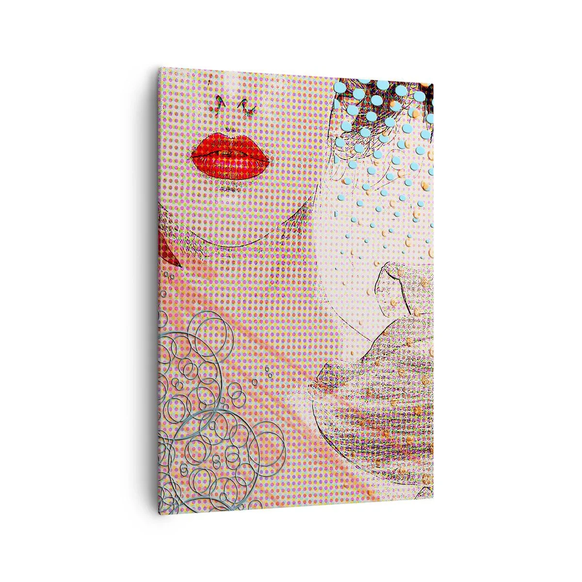 Impression sur toile - Image sur toile - Œuvre d'art abstraite avec un motif de bouche et d'orchidée - 70x100cm - Héroïne de bande dessinée - Décoration murale moderne pour le salon et la chambre ARTTOR