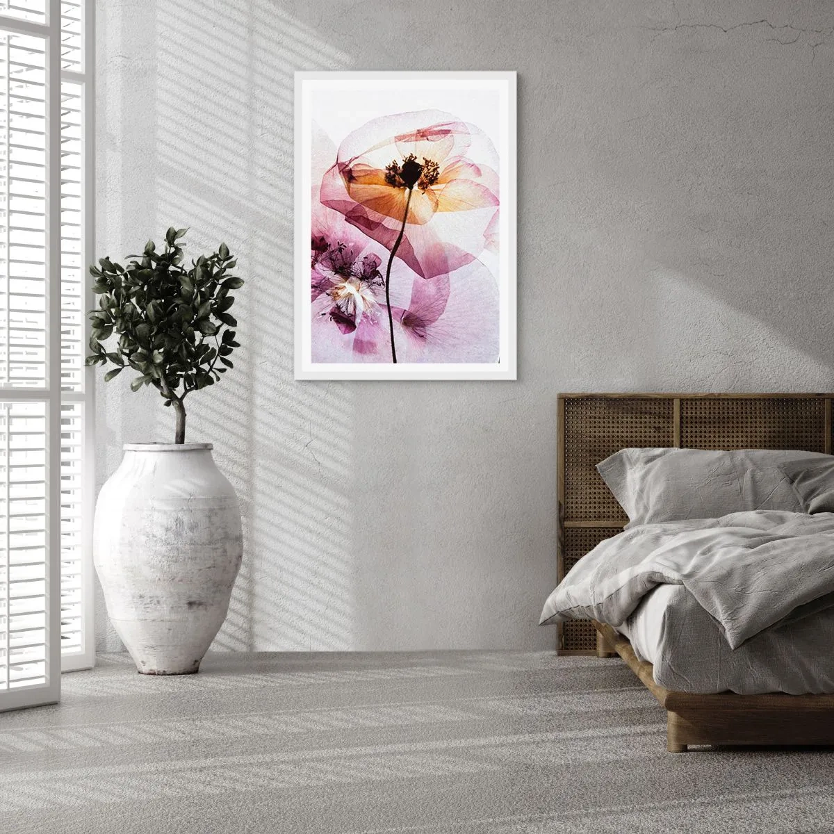 Affiche dans un cadre blanc - Poster - Corps de fleurs transparente - 50x70 cm
