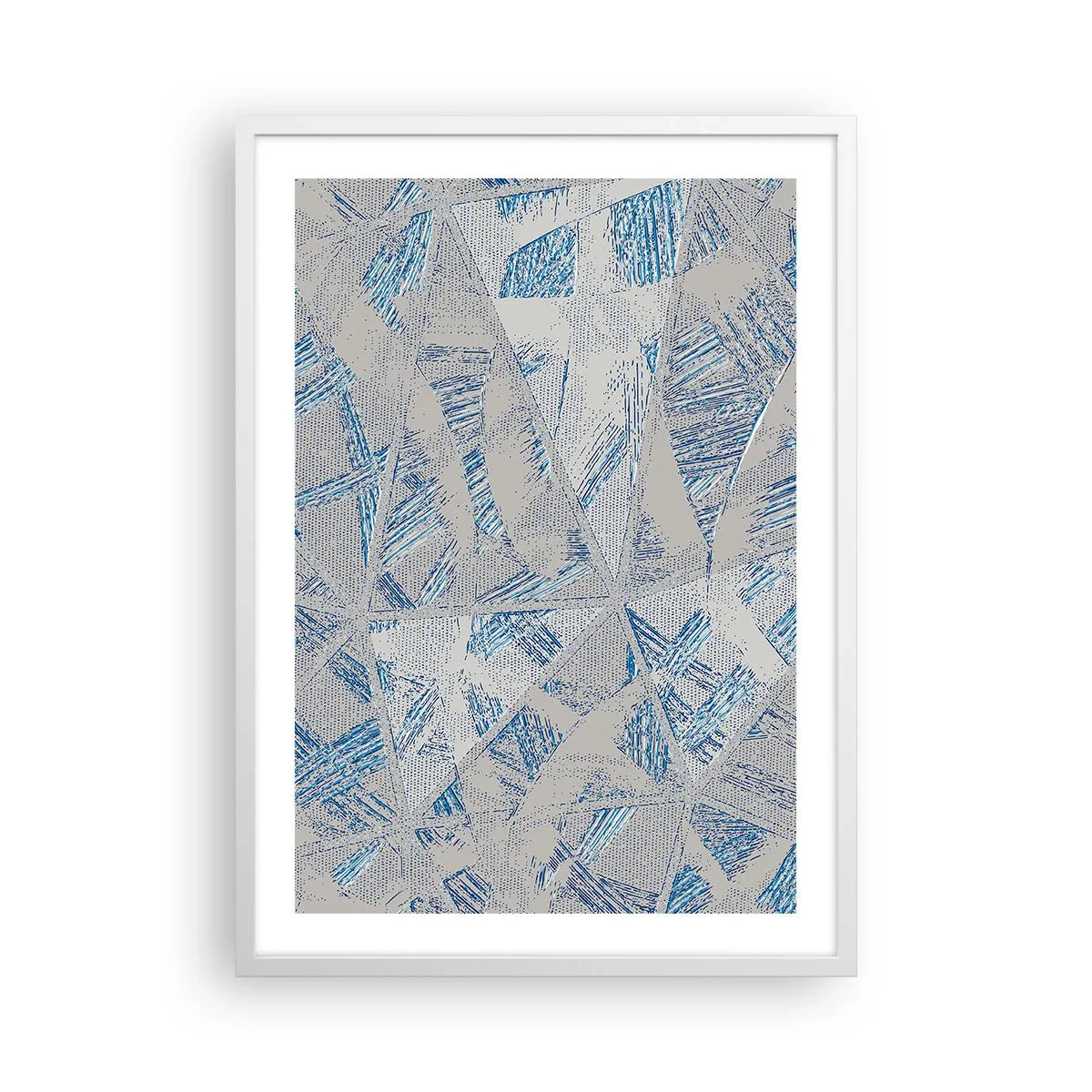 Affiche dans un cadre blanc - Poster - Dans un labyrinthe bleu-gris - 50x70 cm