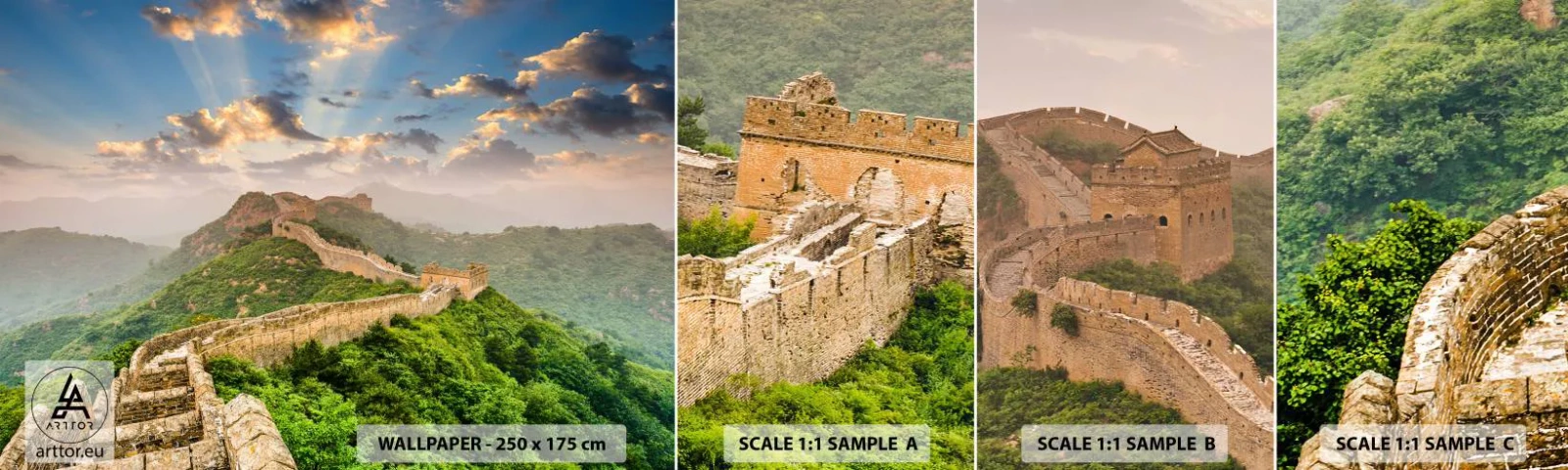 Échantillon De Papier Peint Standard Eco - Grandeur éternelle - Paysage, La grande muraille de Chine, Asie - 100x30 cm