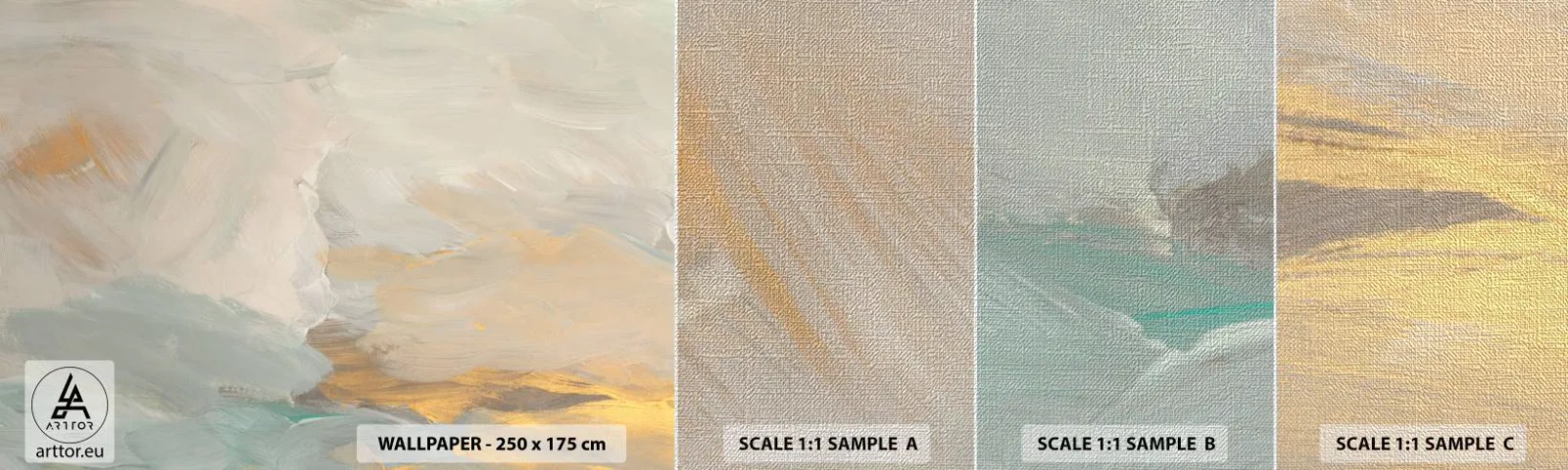 Échantillon de Papier Peint Premium Canvas - Abstraction – le pays de la douceur - Morceau, Brillant, Minimaliste - 100x30 cm