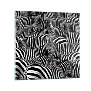 Impression sur verre - Image sur verre - Portrait collectif à rayures - 50x50 cm