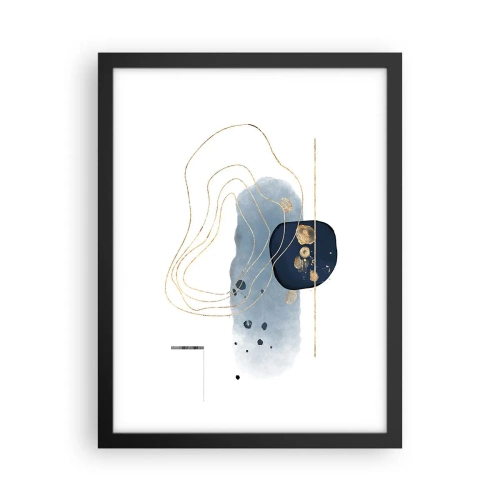 Affiche dans un cadre noir - Poster - Fantaisie bleu et or - 30x40 cm