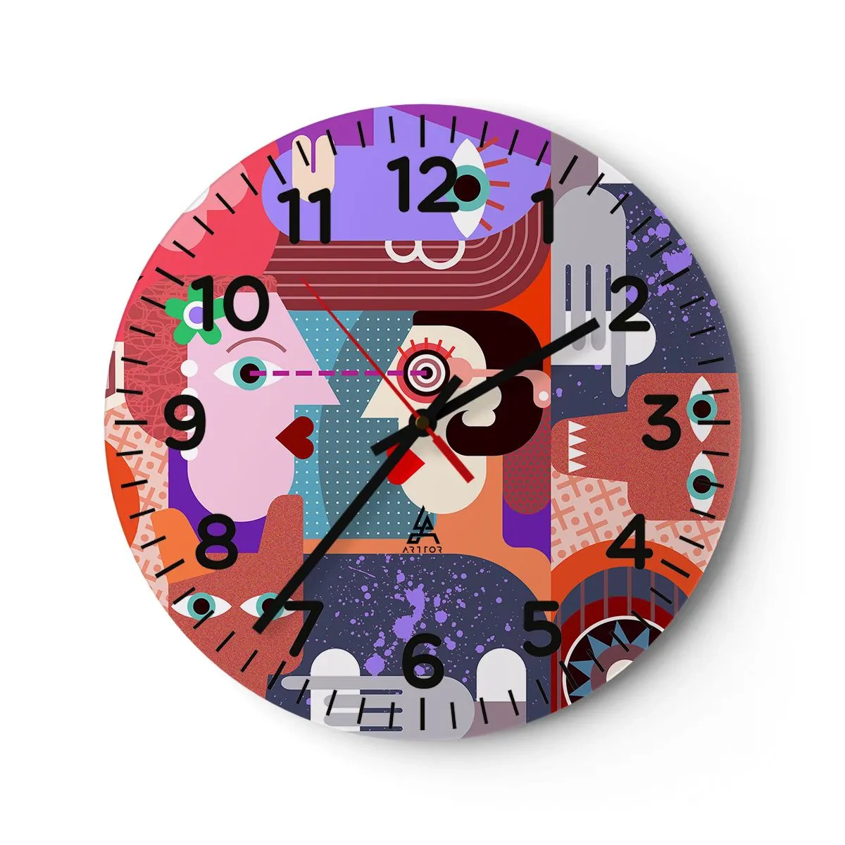 Horloge murale - Pendule murale - Les yeux dans les yeux - 40x40 cm