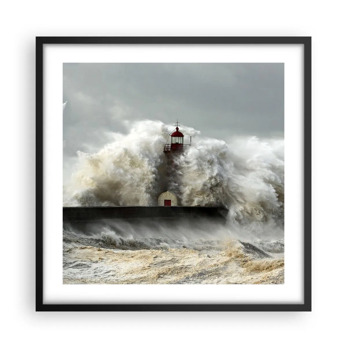 Affiche dans un cadre noir - Poster - La colère de l'océan - 50x50 cm