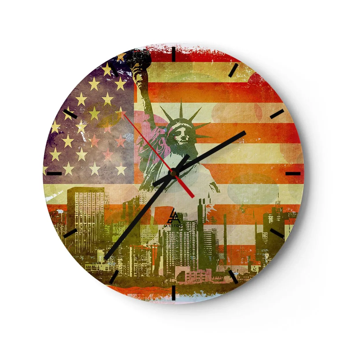 Horloge murale - Pendule murale - Vive l'Amérique! - 40x40 cm