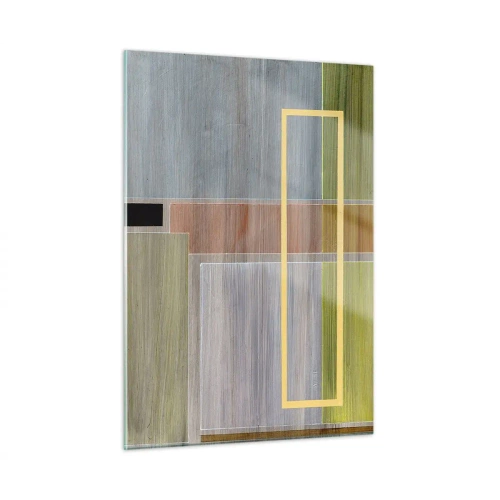Impression sur verre - Image sur verre - Abstraction moderne avec des formes rectangulaires et des couleurs terreuses - 50x70cm - Simple et calme - Décoration murale moderne pour le salon et la chambre ARTTOR