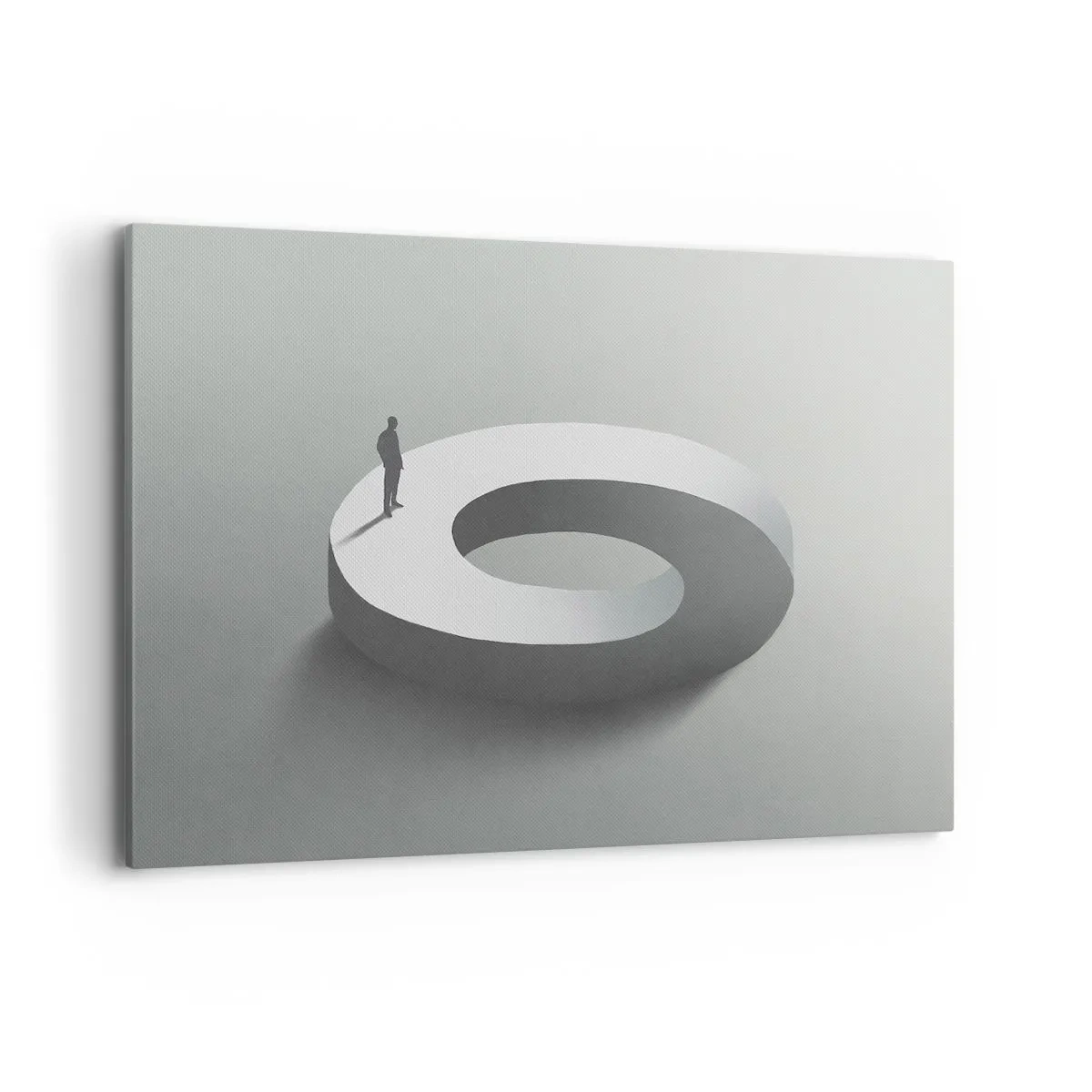 Impression sur toile - Image sur toile - Un homme sur une structure grise et abstraite - 120x80cm - Et sois intelligent ici - Décoration murale moderne pour le salon et la chambre ARTTOR