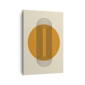 Impression sur toile - Image sur toile - Motif géométrique avec des cercles et des lignes orange - 70x100cm - Plan idéal - Décoration murale moderne pour le salon et la chambre ARTTOR