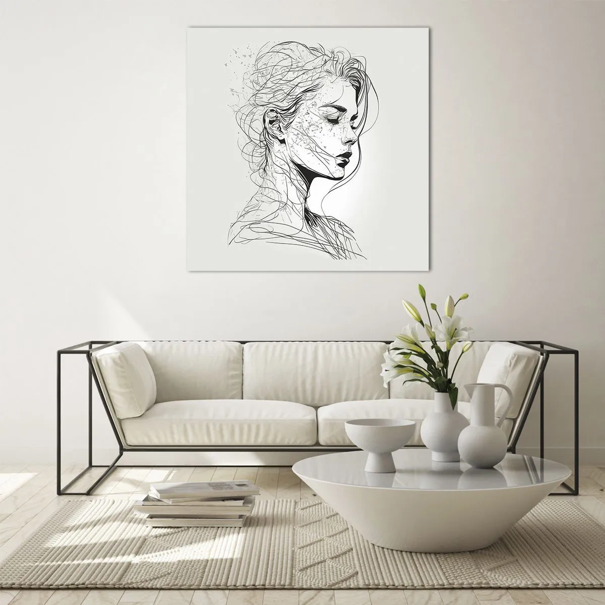 Impression sur verre - Image sur verre - Portrait en pensée - 70x70 cm