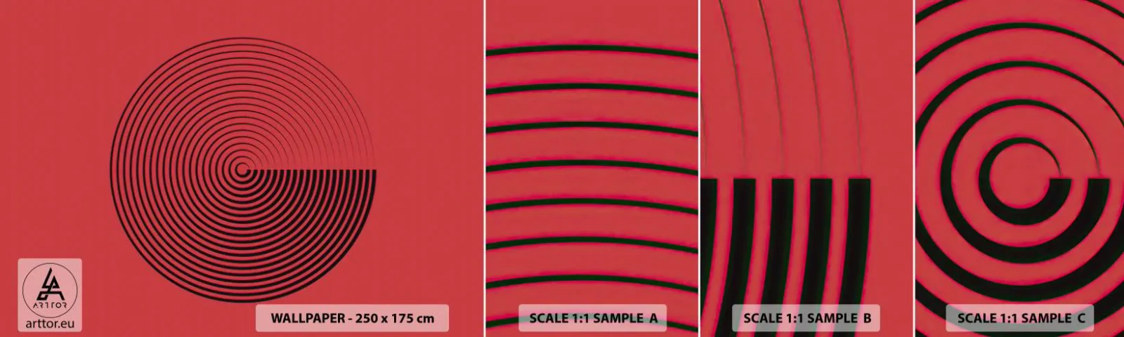Échantillon de Papier Peint Autocollant Deluxe Sticker - Mouvement circulaire - Minimalisme, Roue, Lignes - 100x30 cm