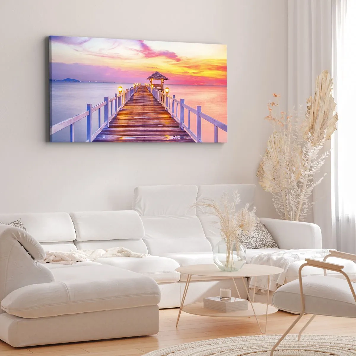 Impression sur toile - Image sur toile - Le silence lilas-doré du soir - 100x40 cm