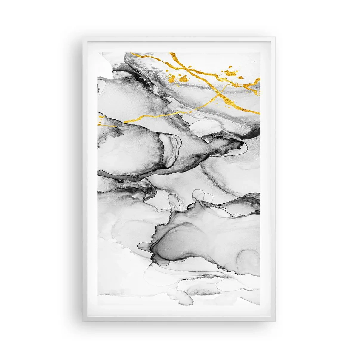 Affiche dans un cadre blanc - Poster - Composition à motif or - 61x91 cm