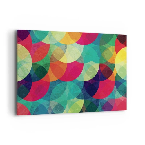 Impression sur toile - Image sur toile - Motifs géométriques colorés composés de cercles et de demi-cercles - 120x80cm - Ascension - Décoration murale moderne pour le salon et la chambre ARTTOR
